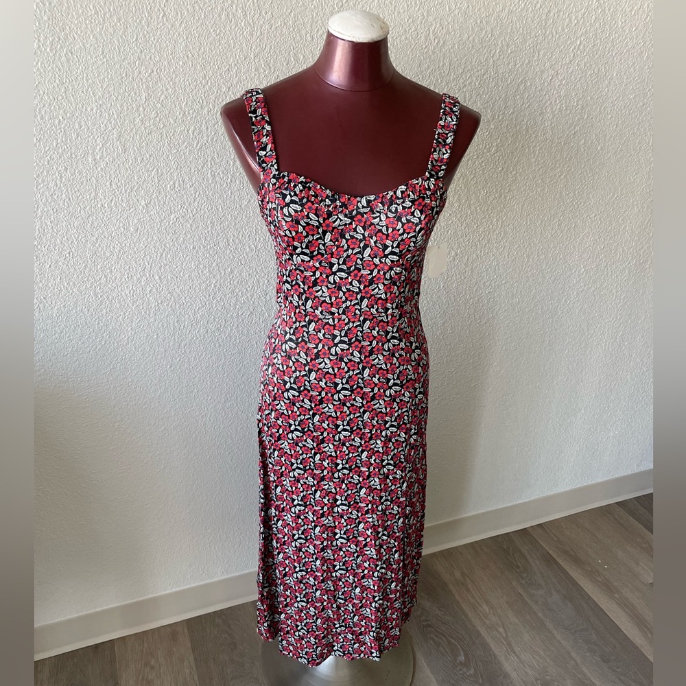 Zara Floral Print MIDI Dress size Small
